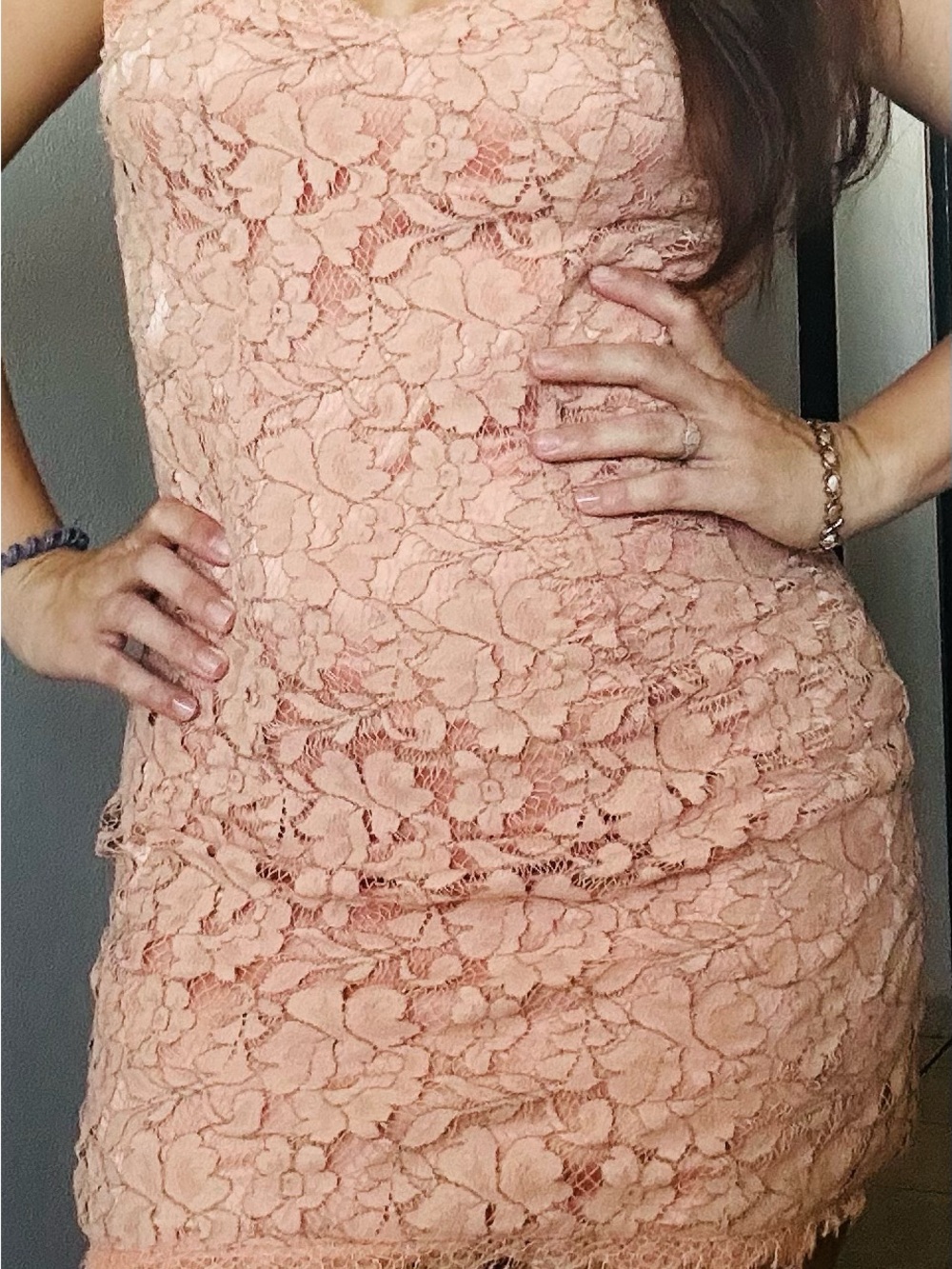 jcpenney Floral Lace Mini Dress in Blush